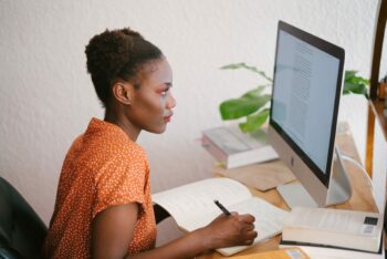 Developer working at a desktop computer